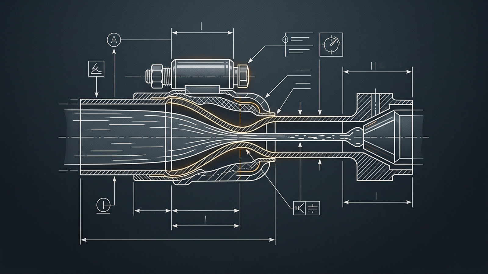 A valve tightened around a flow of liquid, representing a bid target that restricts auction participation.